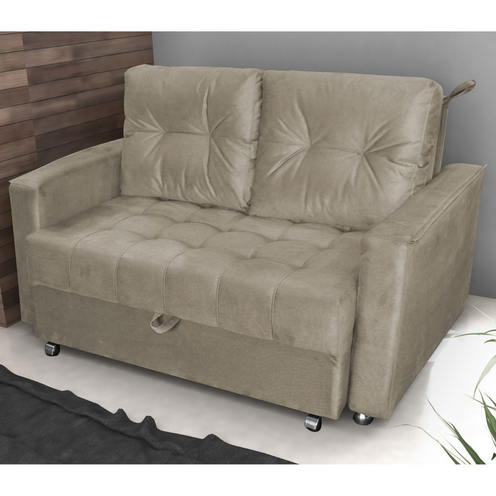Sofá Cama Casa do Horizonte 2 Lugares Retrátil e Reclinável 140CM Marrom Veludo Matrix