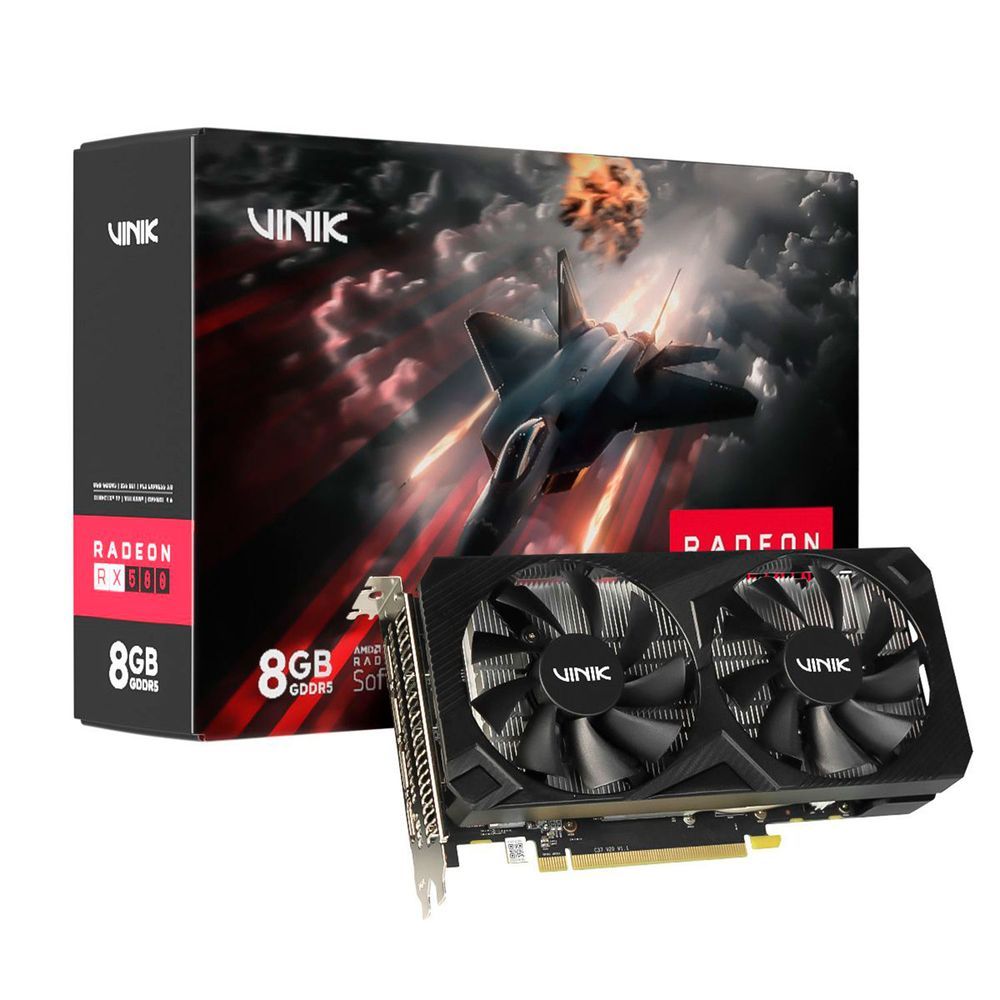 Placa de Vídeo RADEON RX580 8GB DUAL FAN Desempenho para Jogos Backplate Preto Vinik GPUVK580V28GB2F