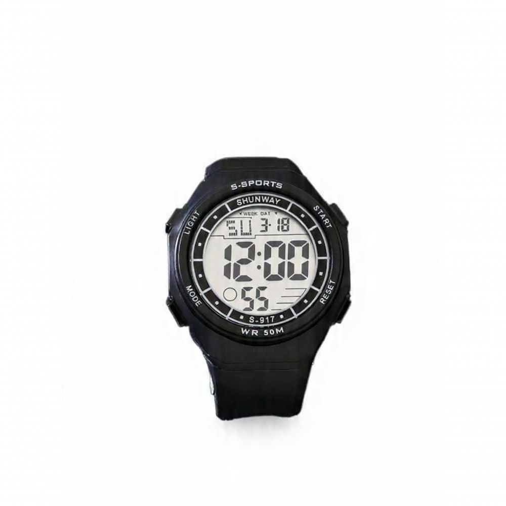 Relógio de Pulso Digital S917-01-1 Led Resistente à Água 50m Tudo em Caixa