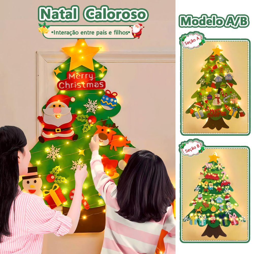 Árvore de Natal em Feltro Educativa Hx625-c para Colagem Atividades Infantis Leve Reutilizável Tudo em Caixa