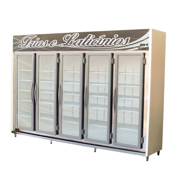 Auto Serviço para Frios e Laticínios Gallant Plus 3000mm Vidro Duplo Simples 5 Portas PPB/Inox Ar Forçado 220v Mono GEX30C05A-BR220 Auto Serviço Gallant p/ Frios 300cm 5 Pts Inox 220v Mono